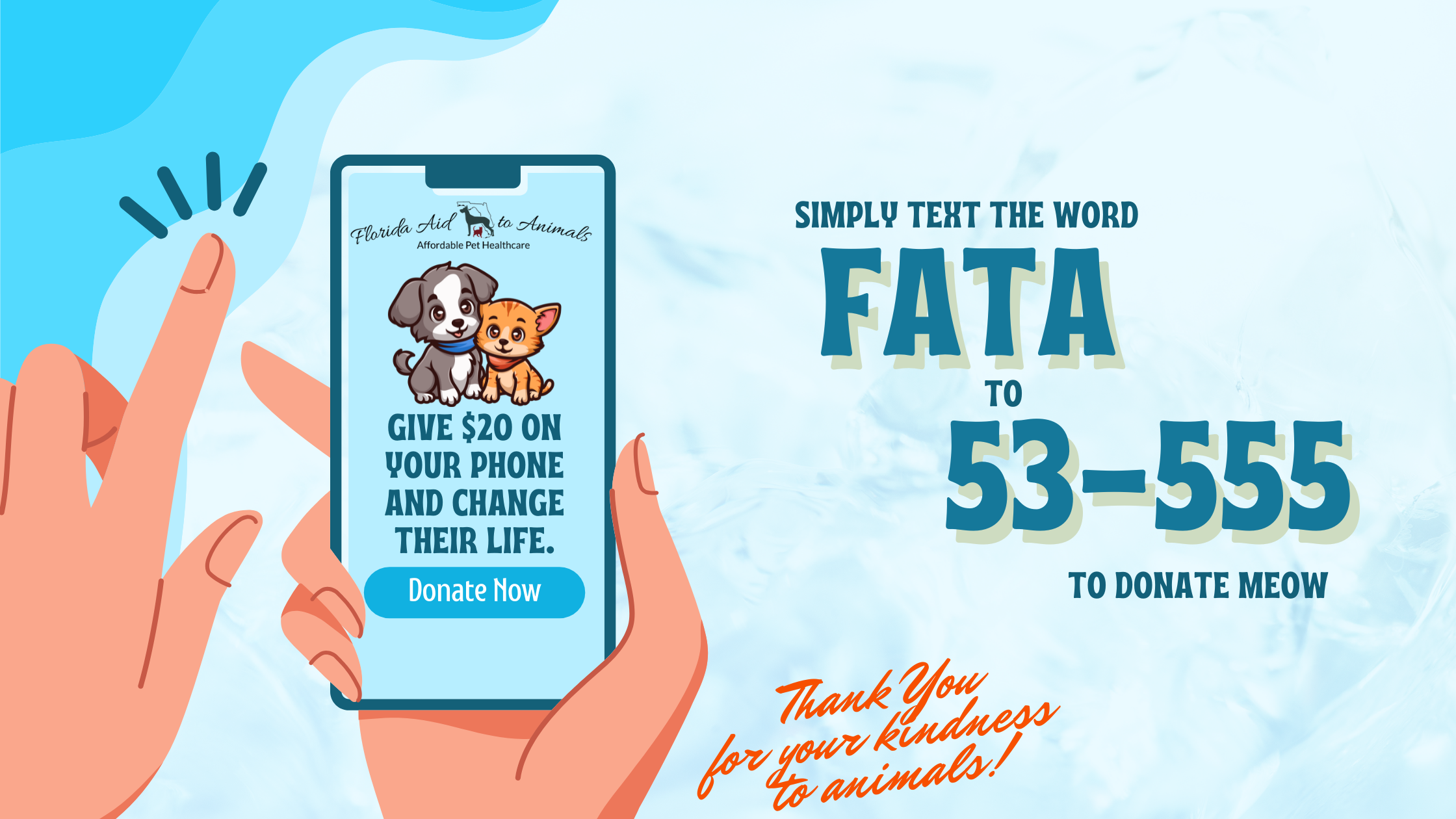 Text FATA to 53-555 to Donate Now and Help Animals